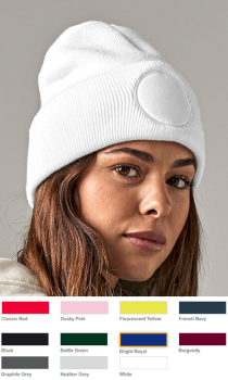 Patch-Beanie mit rundem Patch - verschiedene Farben - Gr. Onesize